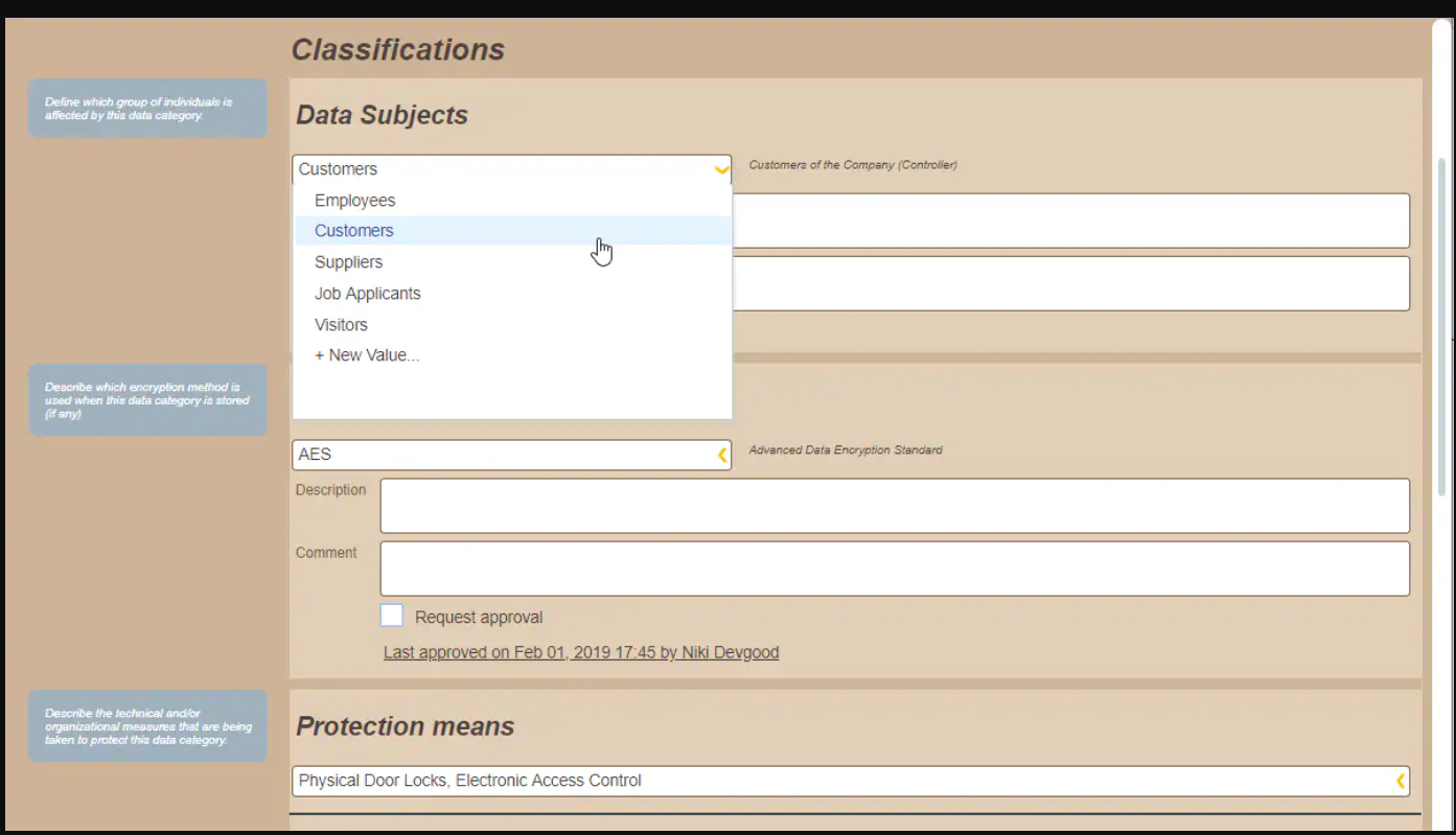 screenshot of Altova GDPR Compliance Database